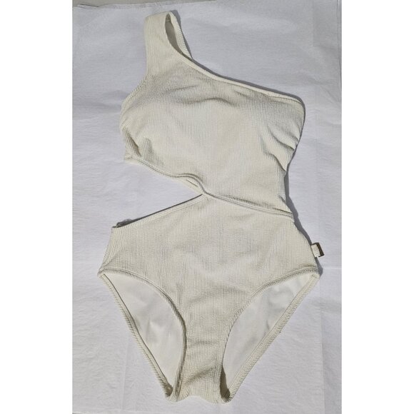 Michael Michael Kors Women One Piece Swimsuit Size 12 Ivory One Shoulder Cut Out - Picture 1 of 16